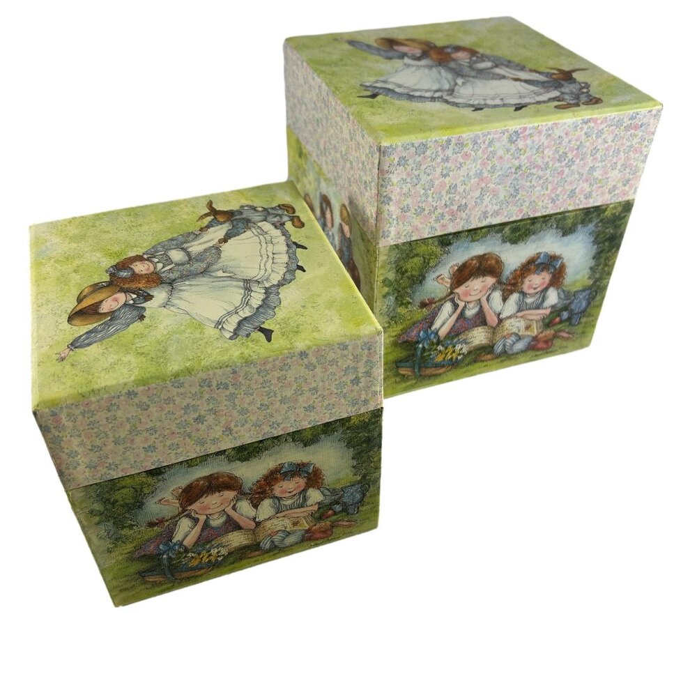 Bobs Boxes Lot of 2 Stacking Nesting Special Friends Art Sherri Buck